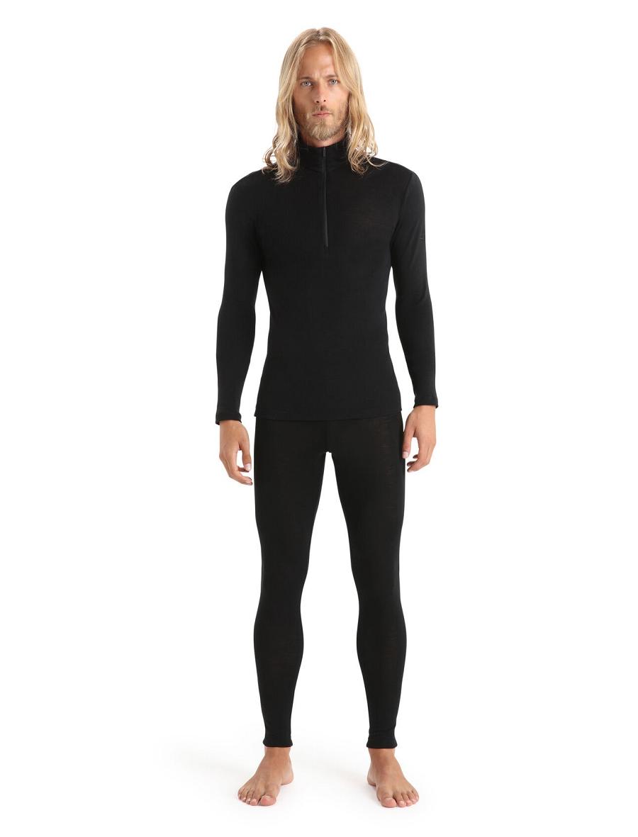 Black Icebreaker Merino 175 Everyday Long Sleeve Half Zip Thermal Top Men's Base Layers | AU 1371VRWD